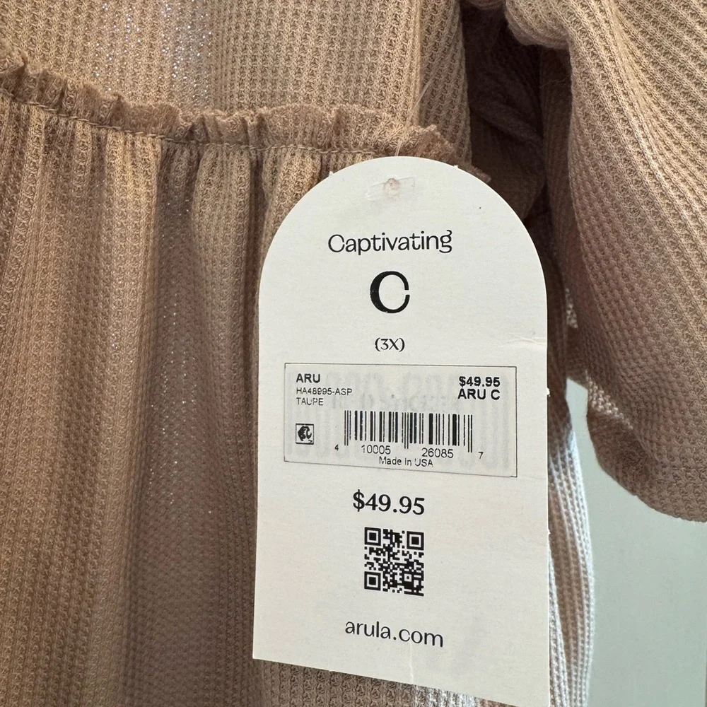 ARULA Taupe Ruffle Sleeve Blouse - Picture 3 of 3